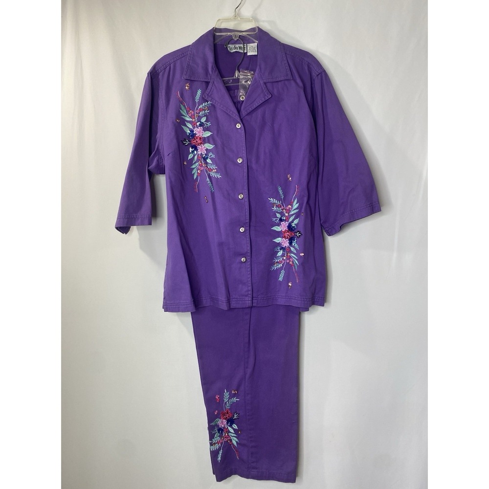 Vintage Studio West Women's Easter Outfit Size 1X Sparkly Floral Embroidery Glam